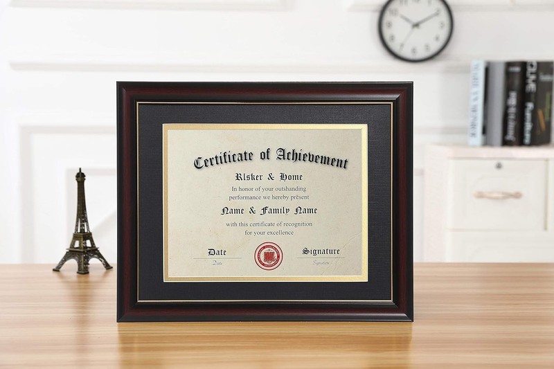 8.5x11 Diploma Frames with Mat, Classic Cherry Wood, 8.5x11 or 11x14 Inch - D... gallery