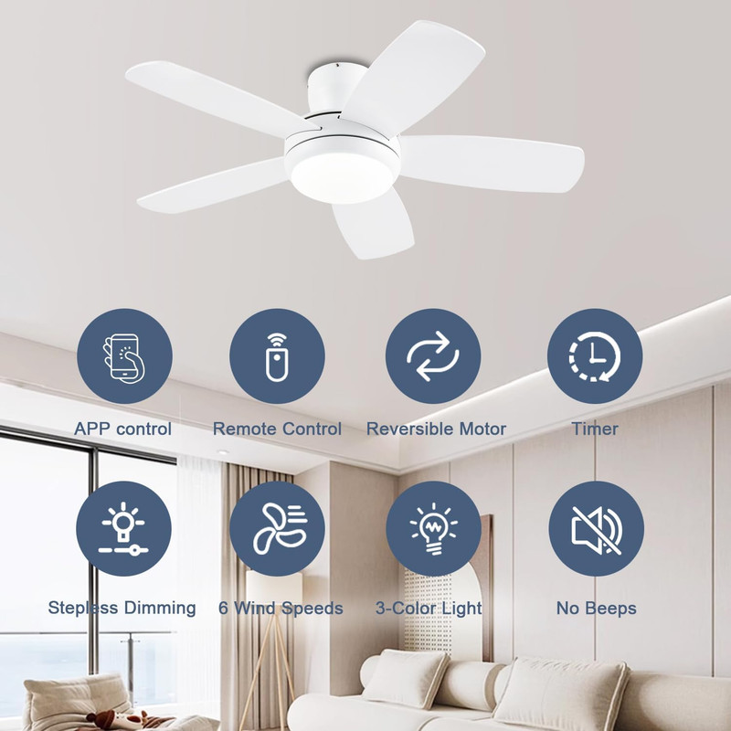 42" Dimmable Ceiling Fan with Light, Remote Control & Quiet Design gallery
