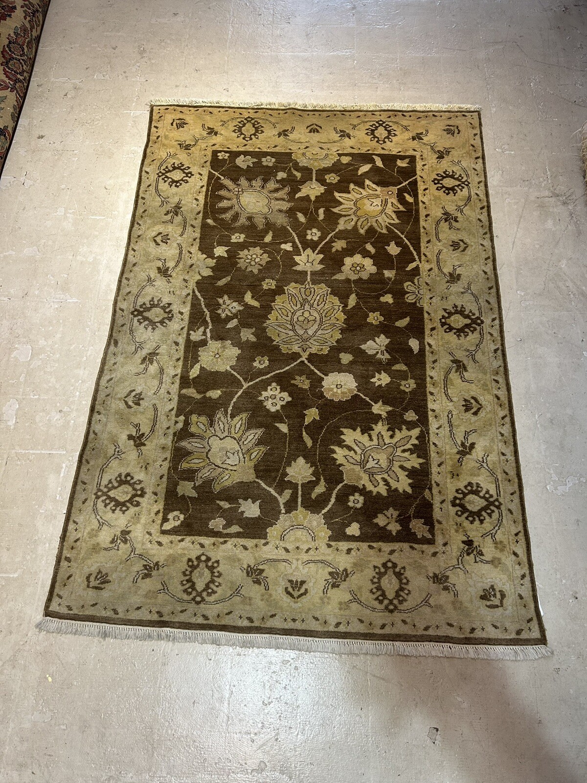 Vegetable Dye Egyptian Rug All Over Floral Handmade Wool USHAK Style Carpet gallery