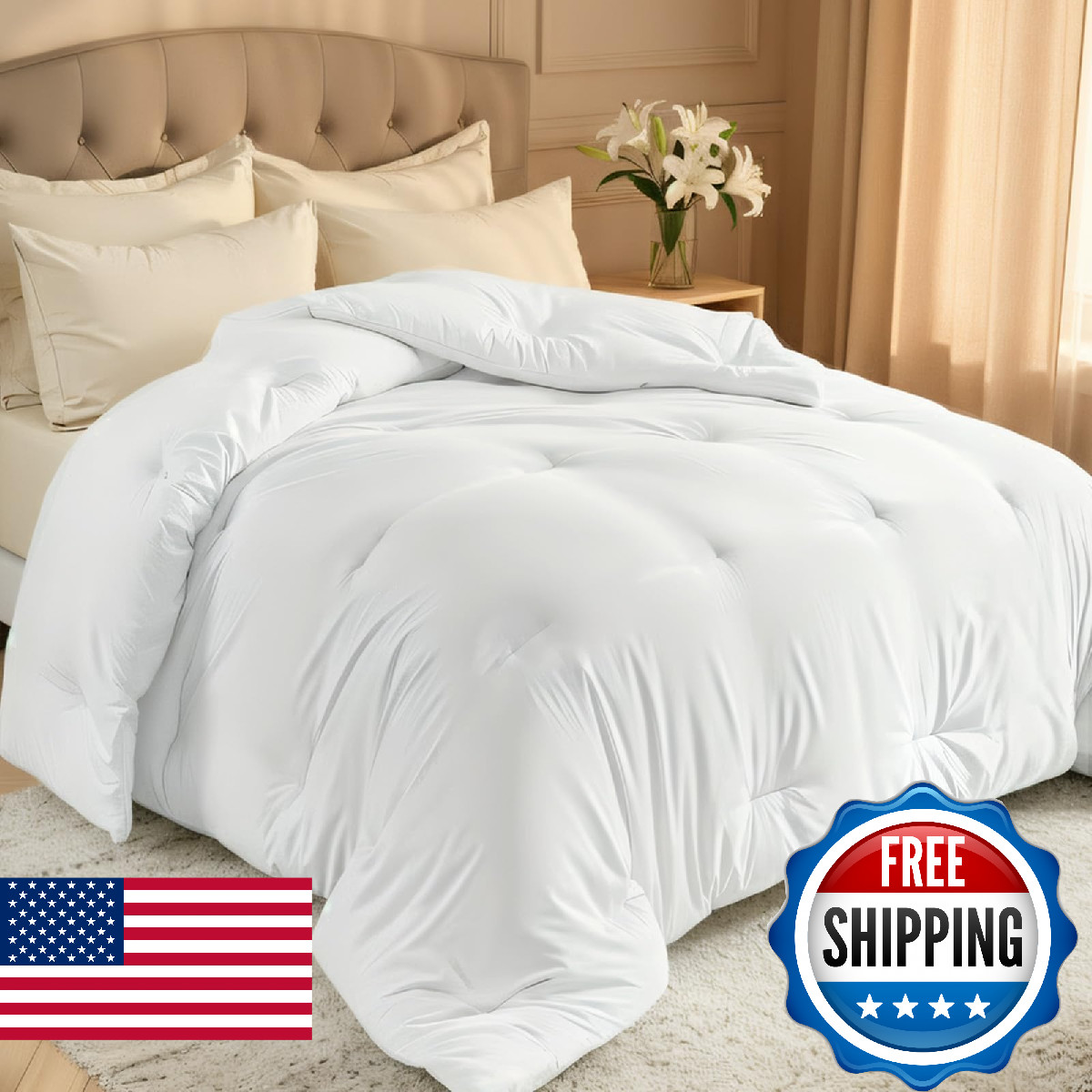 Easthome Comforters Full Size All Season Quilted Bed Comforter Ultra-Soft Down A gallery