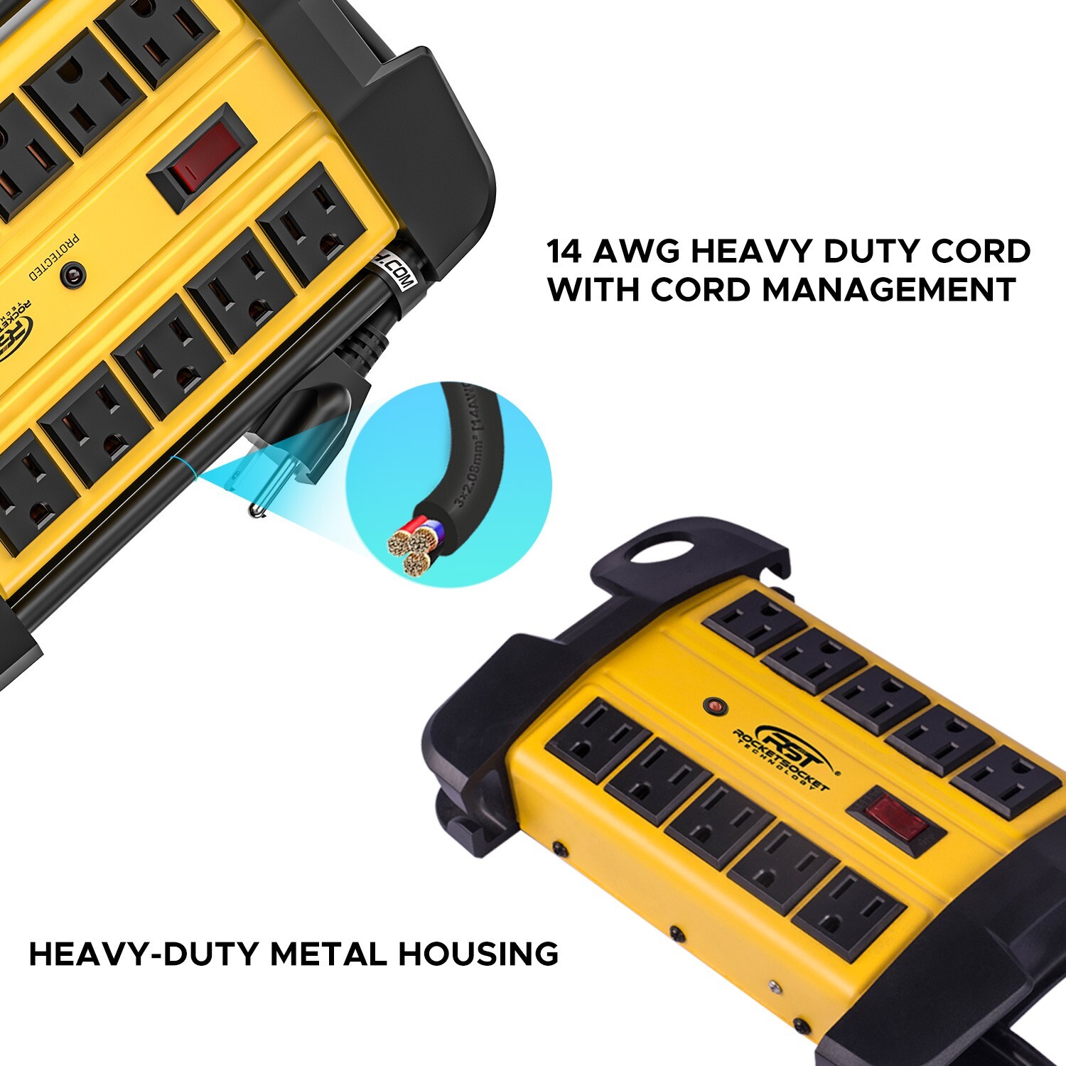 10 Outlets Heavy duty Power Strip Surge Protector 2800J 6FT Extension Power Cord gallery