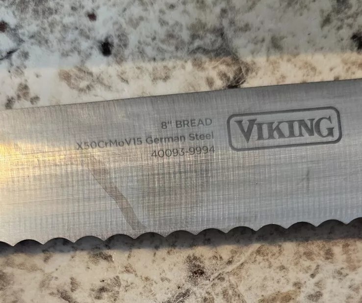 Viking Professional 8" Bread Serrated Knife German Steel 40093-9994 Black Handle gallery