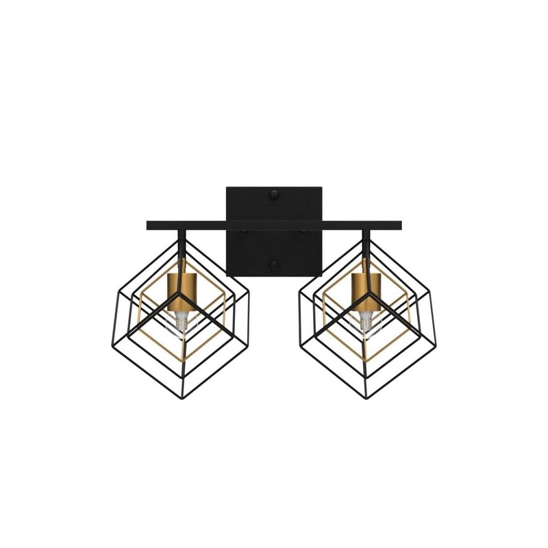 BEHIYA Bathroom 2-Lights ( 16" Width ), Matte Black With Pineapple Gold gallery