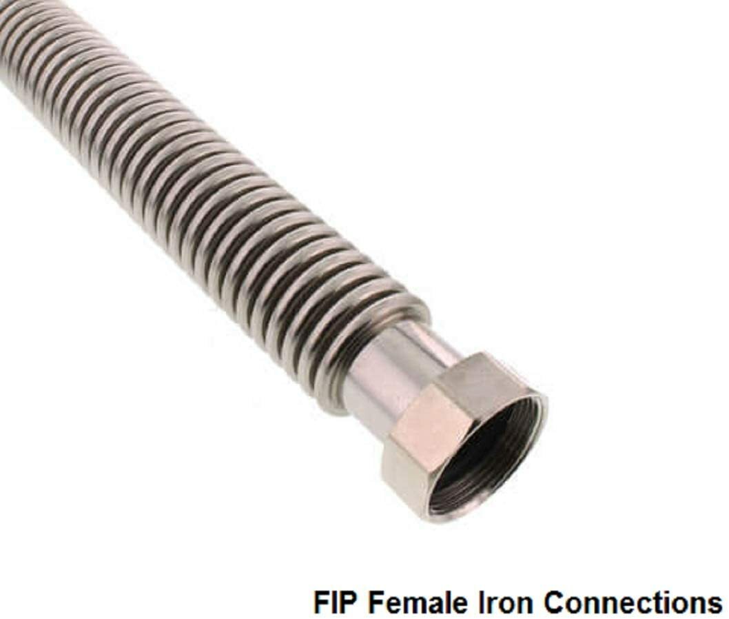 2Pcs Corrugated Stainless Water Heater Supply Connector Hose Lines 3/4"FIP X 24" gallery