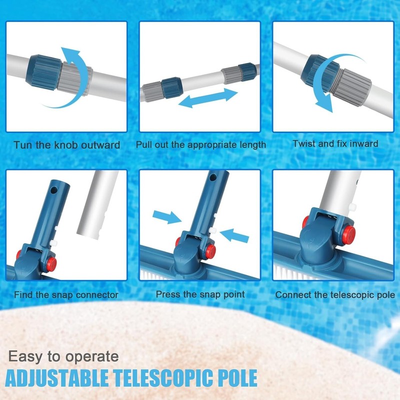 Pool Pole - Professional 12 Foot Telescoping Swimming Pool Cleaning Poles, Adjus gallery