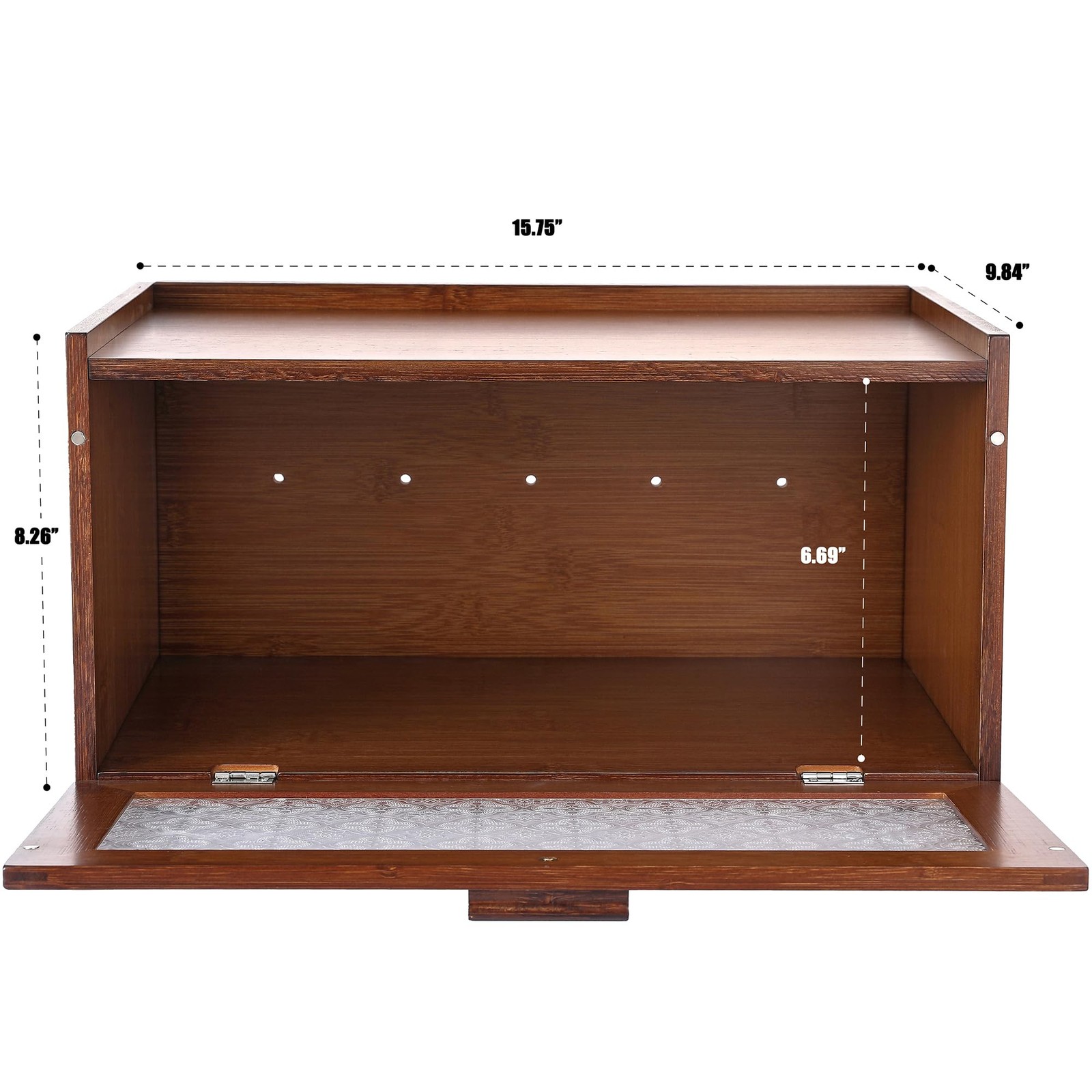 Retro Brown Bamboo Bread Box for Kitchen Countertop Storage Organizer 15 7in gallery