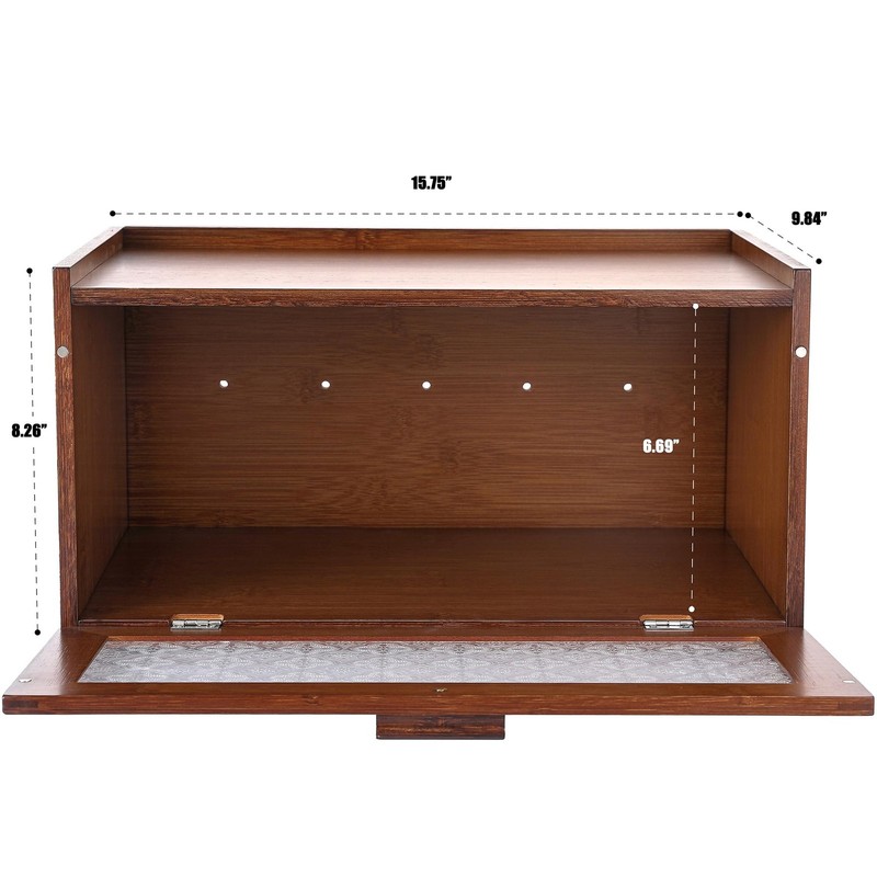 Retro Brown Bamboo Bread Box for Kitchen Countertop Storage Organizer 15 7in gallery