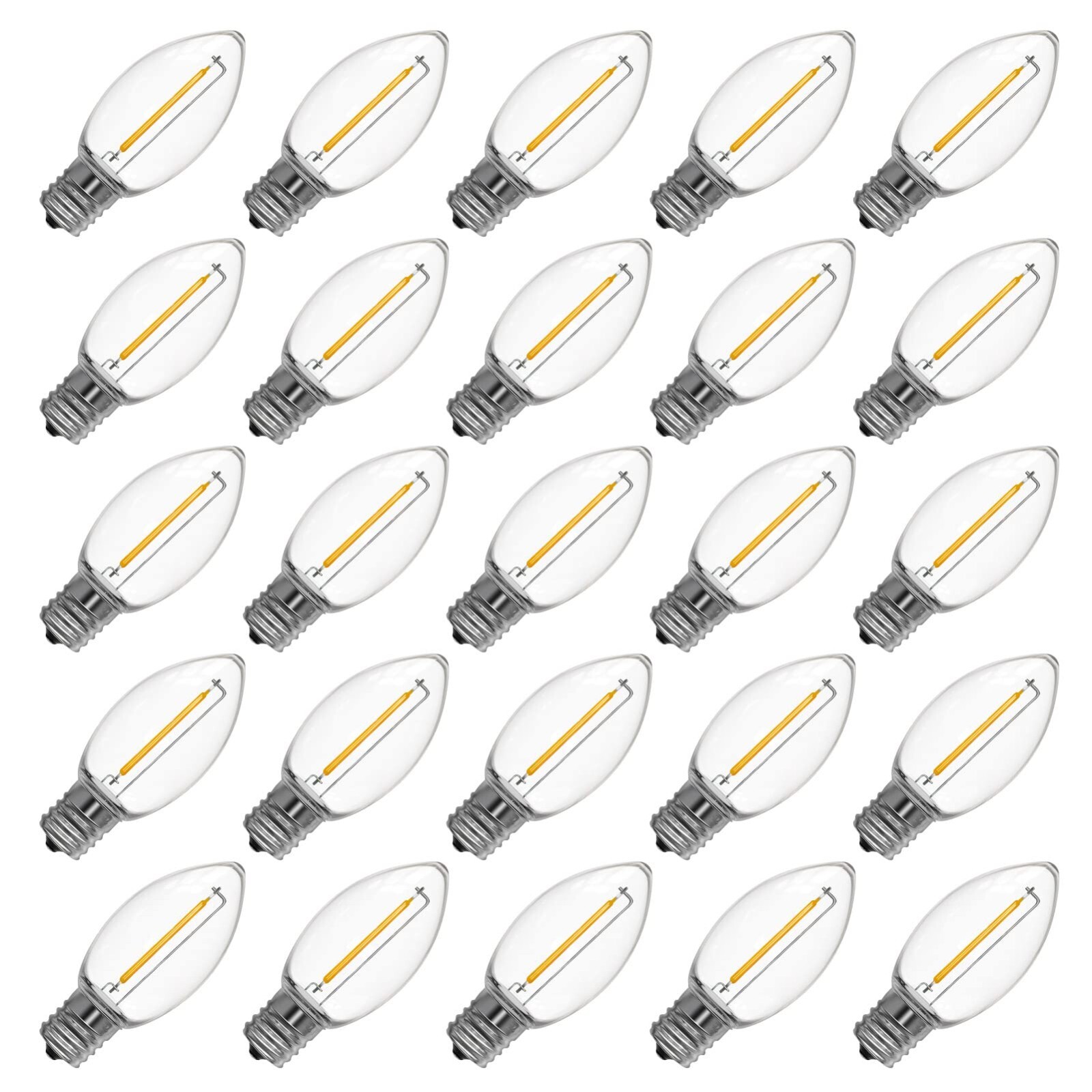 25Pk C9 Candelabra LED Light Bulb 2200K 50LM Shatterproof Waterproof Warm White gallery
