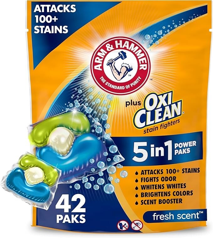OxiClean 5 in 1 Laundry Detergent Power Pods Pacs Fresh Scent, 42 Count Paks gallery