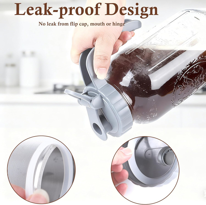 64 OZ Cold Brew Coffee Maker 2 Quart Mason Jar Glass Iced Tea Pitcher with Stain gallery