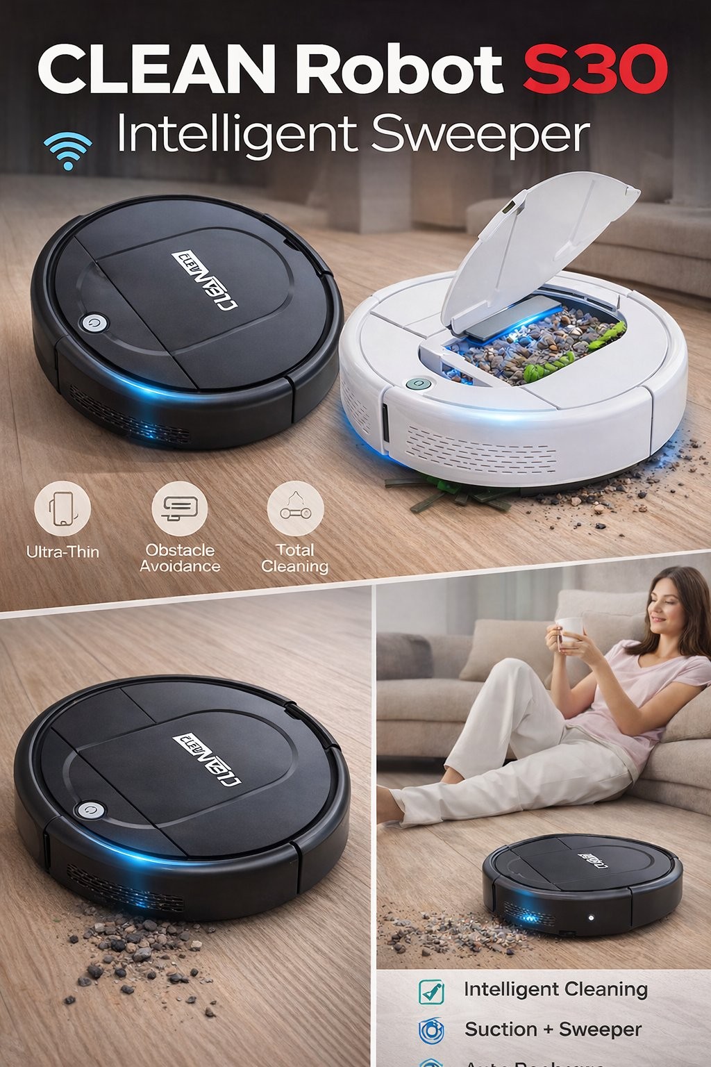 Automatic Robot Vacuum Cleaner Rechargeable Household Vacuum, Sweeping, Mopping gallery