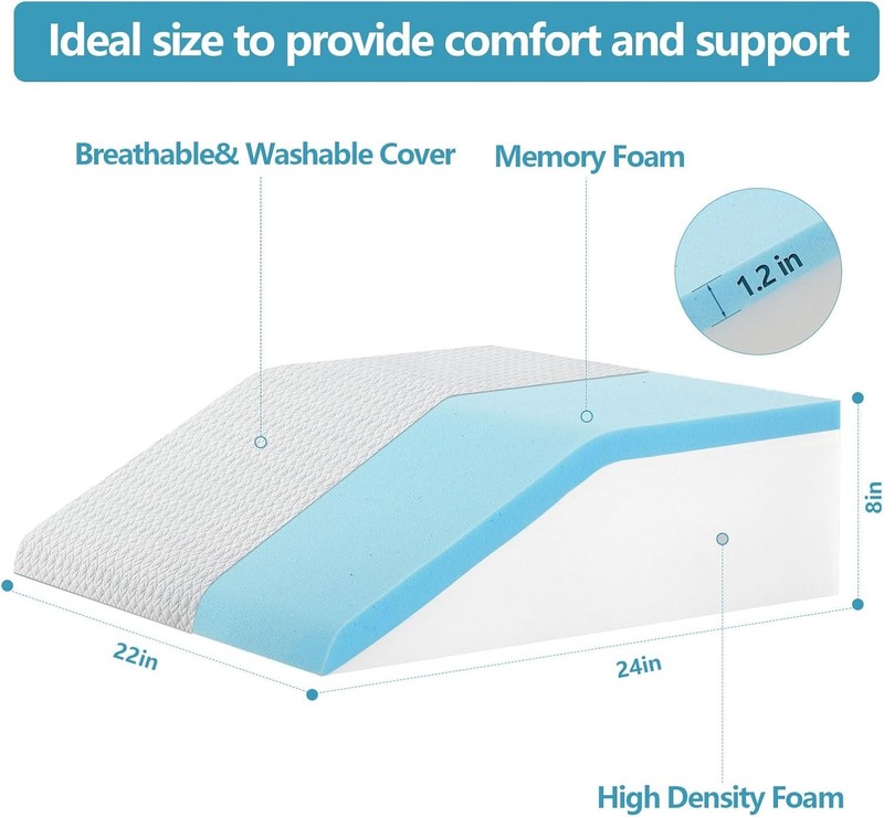 Leg pillows for elevation and support, 24 ‘x22 ’x8" memory foam cushion. gallery