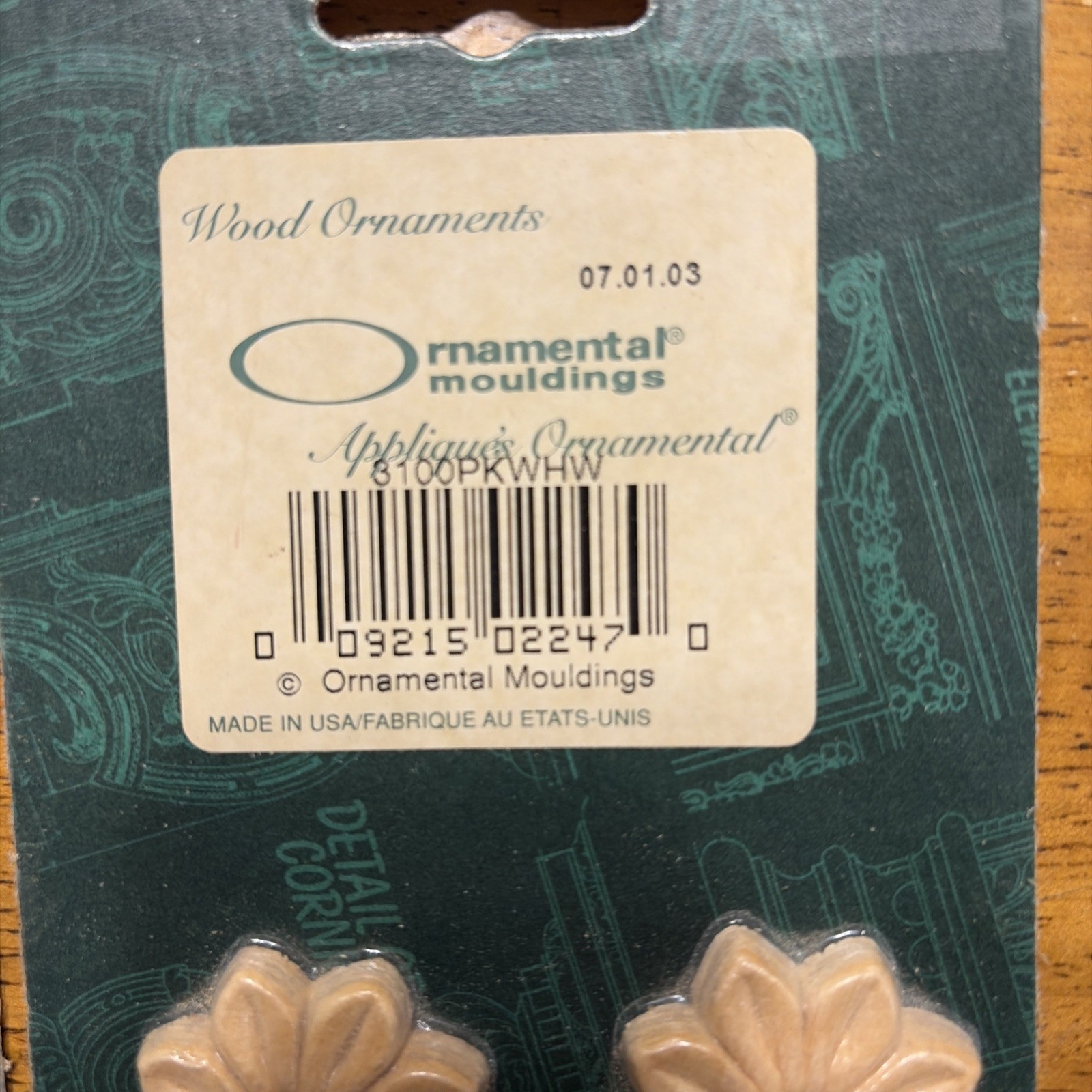 8 Pcs Unpainted Wooden Flower Decorative Molding 1.5” Appliqué Decor Vintage gallery
