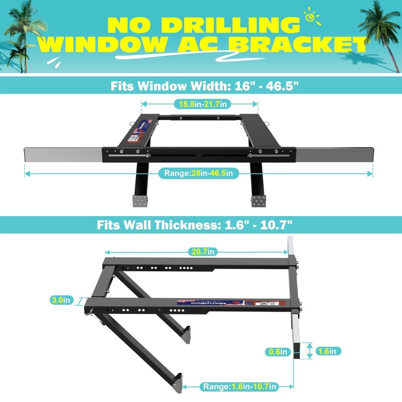 No-Drill Window AC Bracket,Adjustable Heavy-Duty Air Conditioner Support Bracket gallery