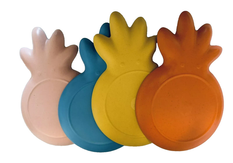 Sun Squad Melamine Four Pineapple Shape Dinner Plates Orange Pink Blue Yellow m2 gallery