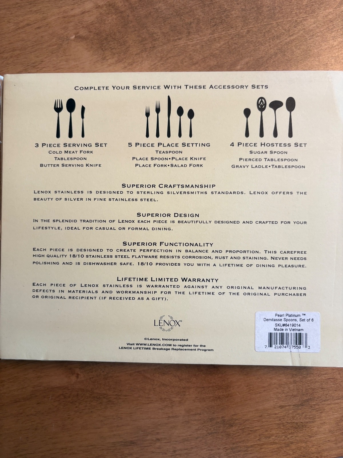 LENOX PEARL PLATINUM DEMITASSE SPOONS ESPRESSO SPOONS NIB SET OF 6 gallery