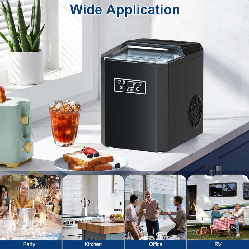 44Lbs/Day Ice Maker - 9 Cubes in 9 Mins, Self-Cleaning, Clear Lid gallery