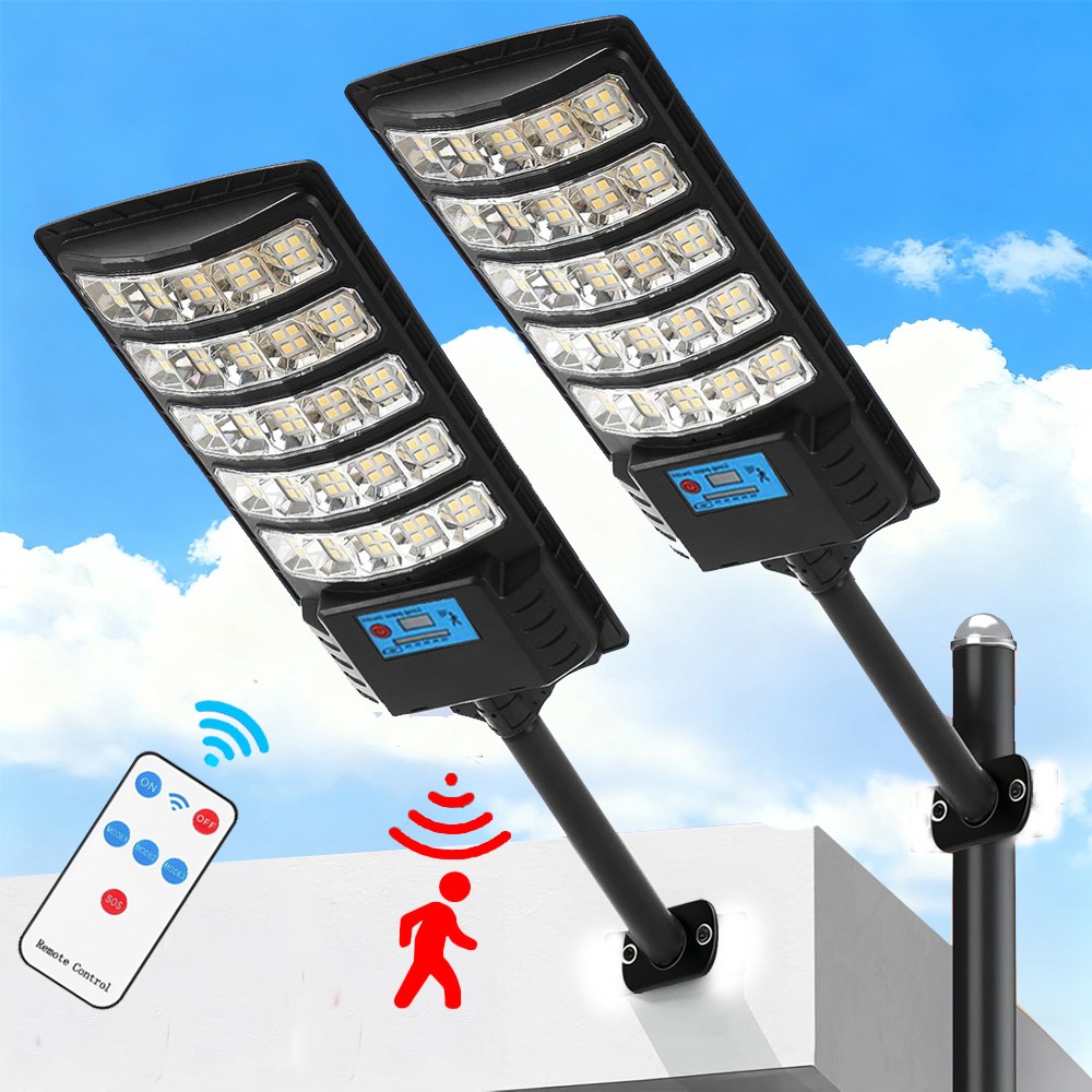 2pcs Commercial 1000000LM Outdoor Dusk to Dawn Solar Street Light Road Area Lamp gallery