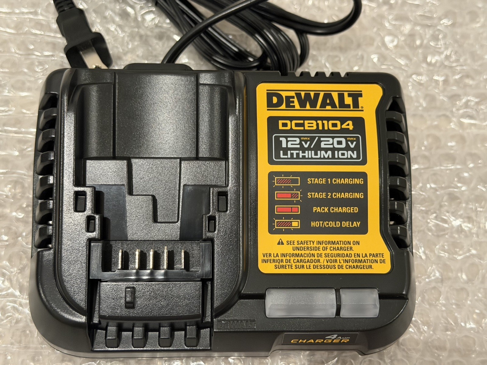 DEWALT DCB1104 12V/20V MAX 4A Li-Ion Fast Battery Charger, Black OEM Bulk gallery