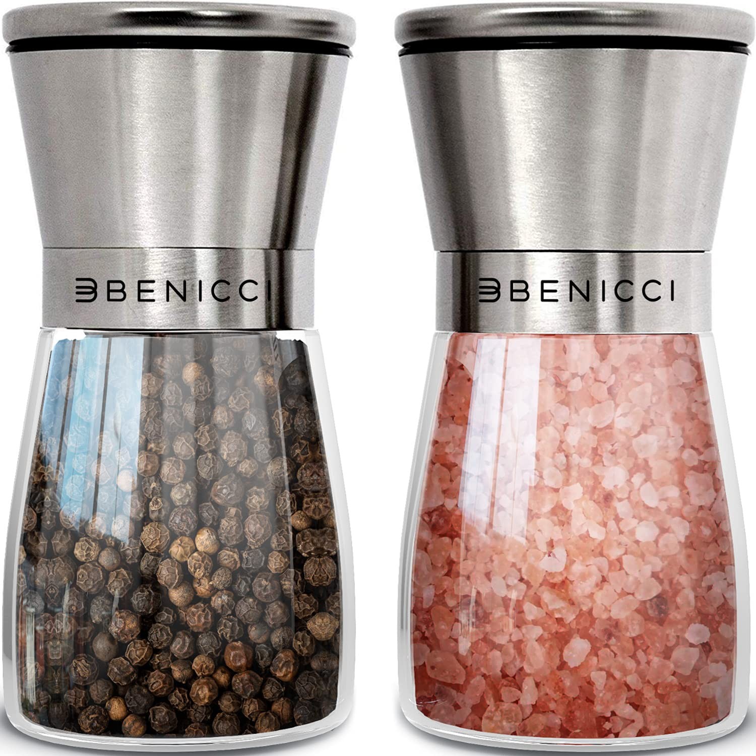 Stainless Steel Salt and Pepper Grinder Set of 2 (5oz) – Manual Adjustable Ce... gallery