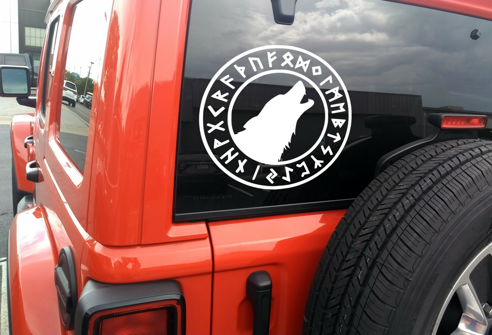 Wolf in Runic Circle Vinyl Decal | Odin Viking Celtic Geri Freki Runes | Sticker gallery