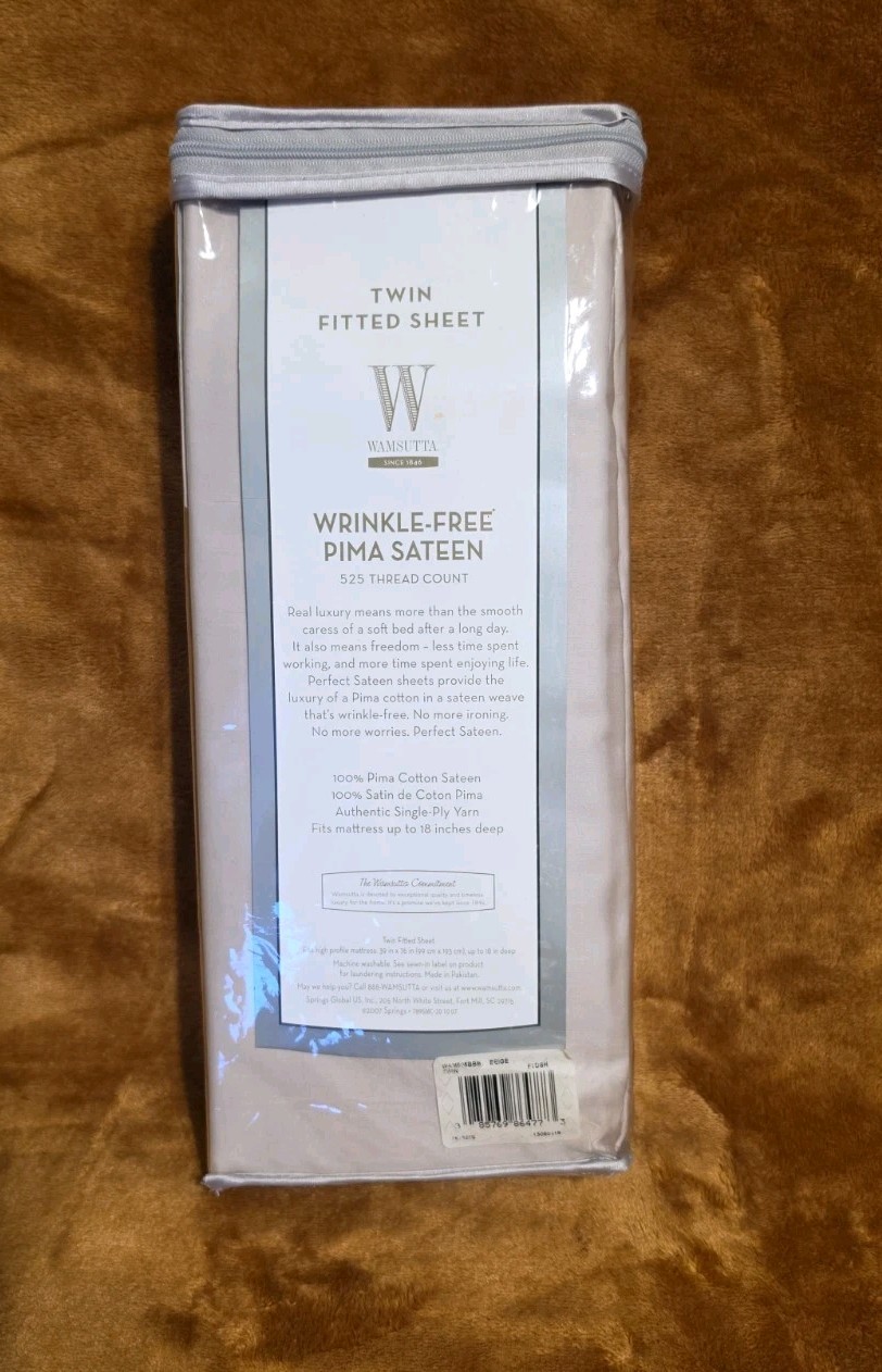 Wamsutta Twin Fitted Sheet Wrinkle-Free Pima Sateen 525 Thread Count NEW gallery