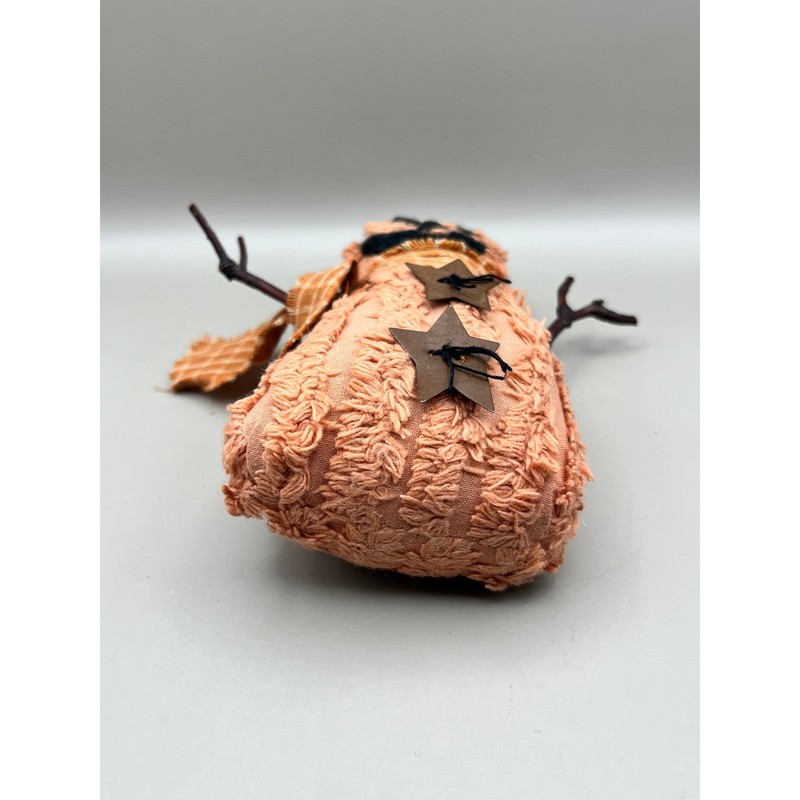 Primitive Pumpkin Jack-o-Lantern Rustic Halloween Fall Decor Twig Arms Scarf 7" gallery