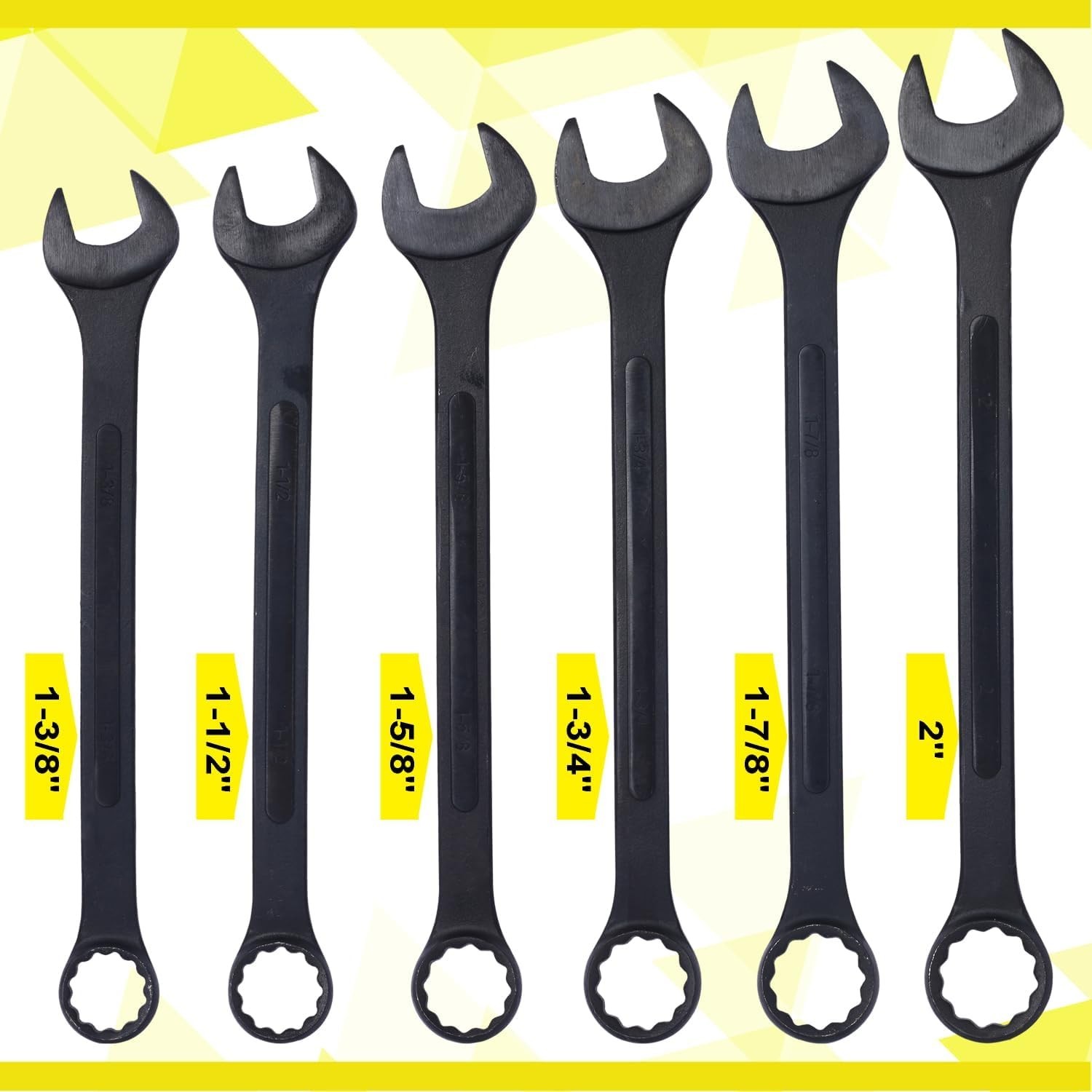 Jumbo Combination Wrench Set, SAE, 6-Piece 1-3/8" to 2", Black Oxide with Pouch gallery