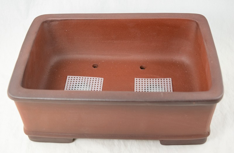 Vintage Rectangular Yixing Zisha Succulent, Bonsai Pot + Mesh 9.5"x 6.75"x 3.5" gallery
