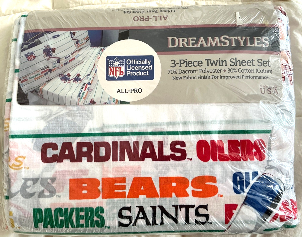NFL Twin Sheet Set includes pillowcase Polyester Cotton Blend NWT