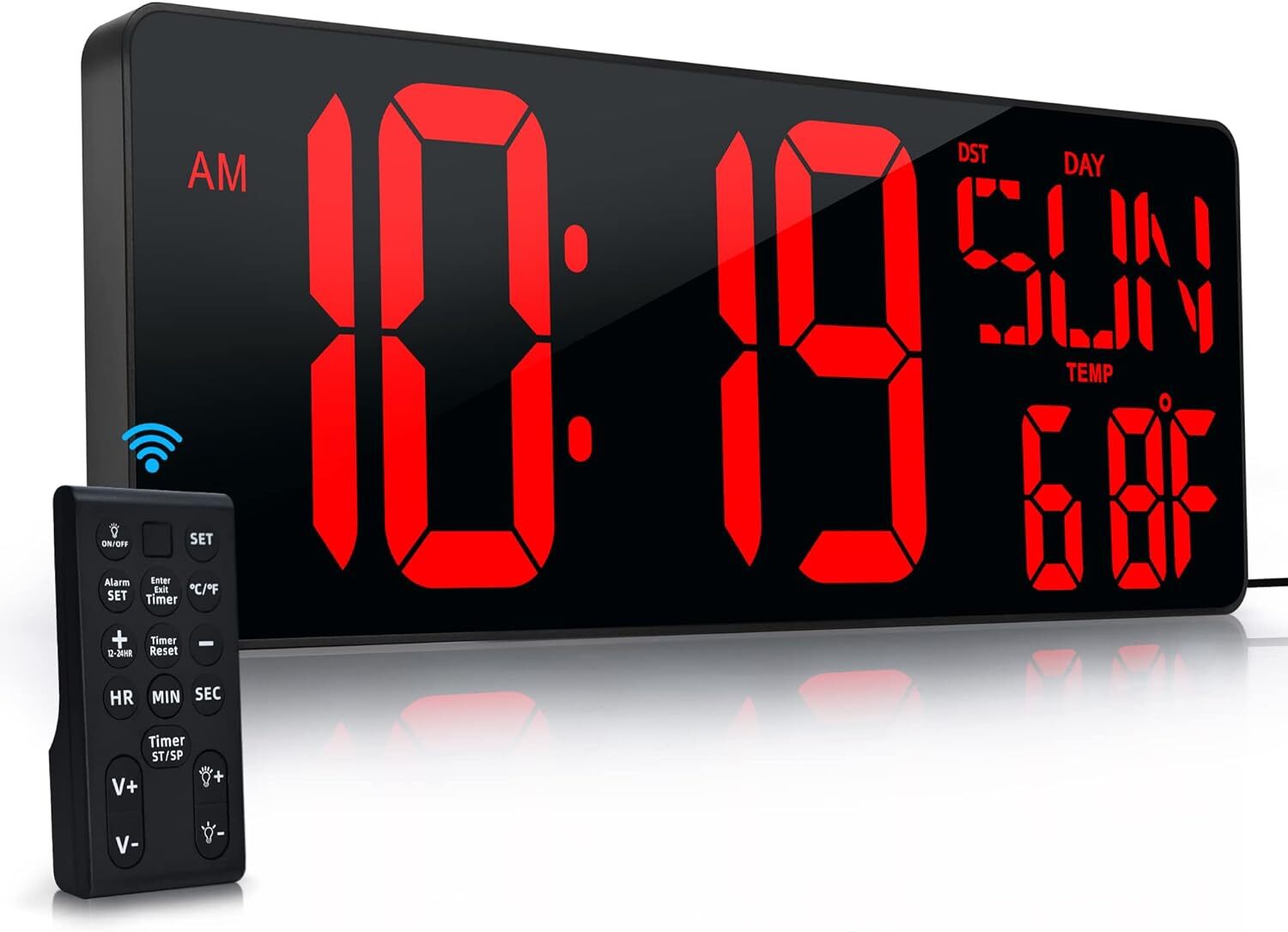 17.2" Large LED Digital Wall Clock w/ Remote Control &Auto-Adjustable Brightness gallery