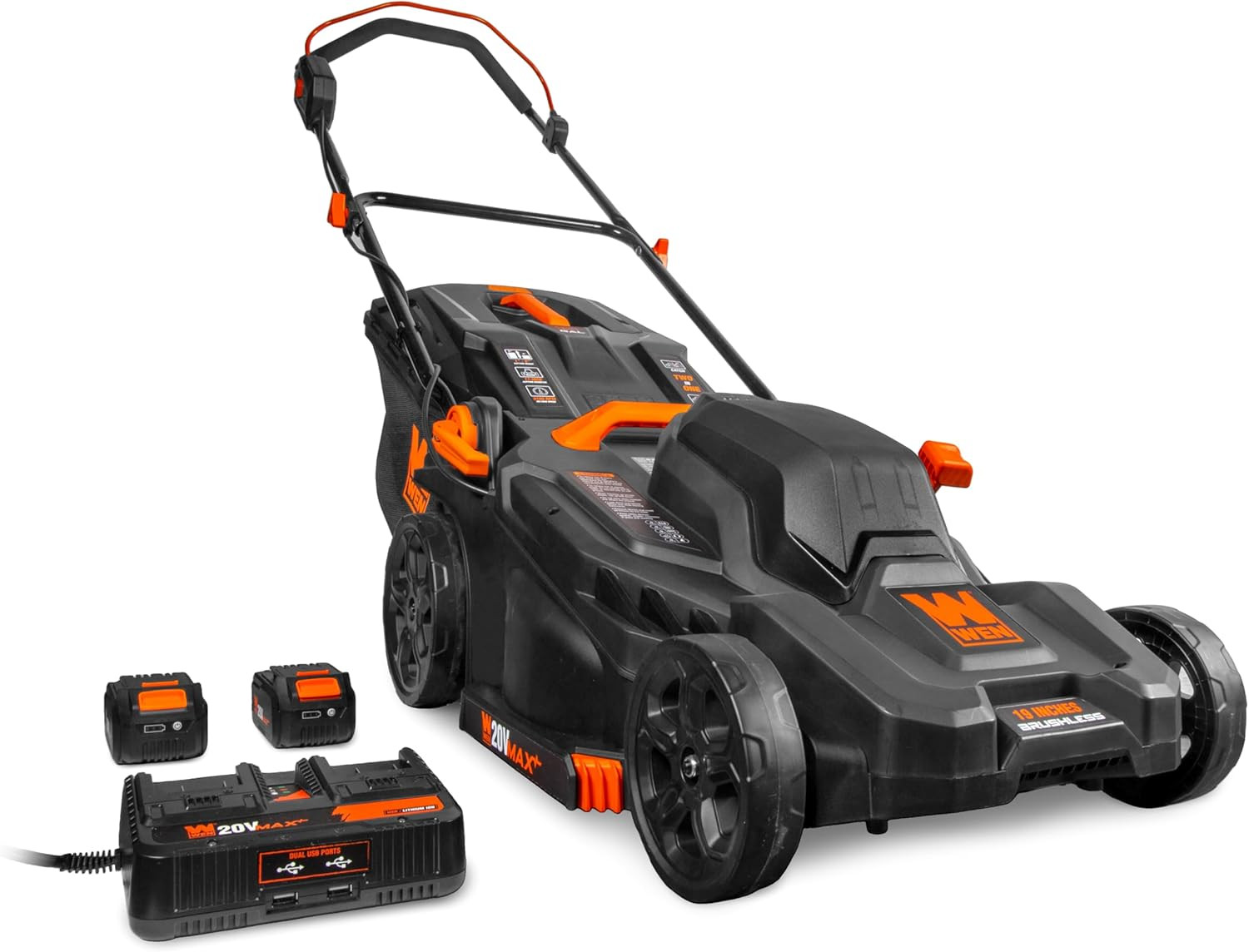 20V Max 2-In-1 19-Inch Cordless Brushless Lawn Mower and Mulcher with Two 5Ah Ba gallery