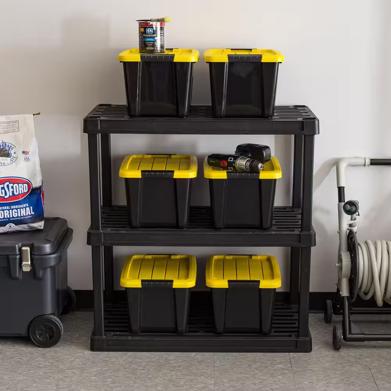20 Qt. /5 Gal. Plastic Storage Bins with Lids, Black Latching Stackable Totes 6P gallery