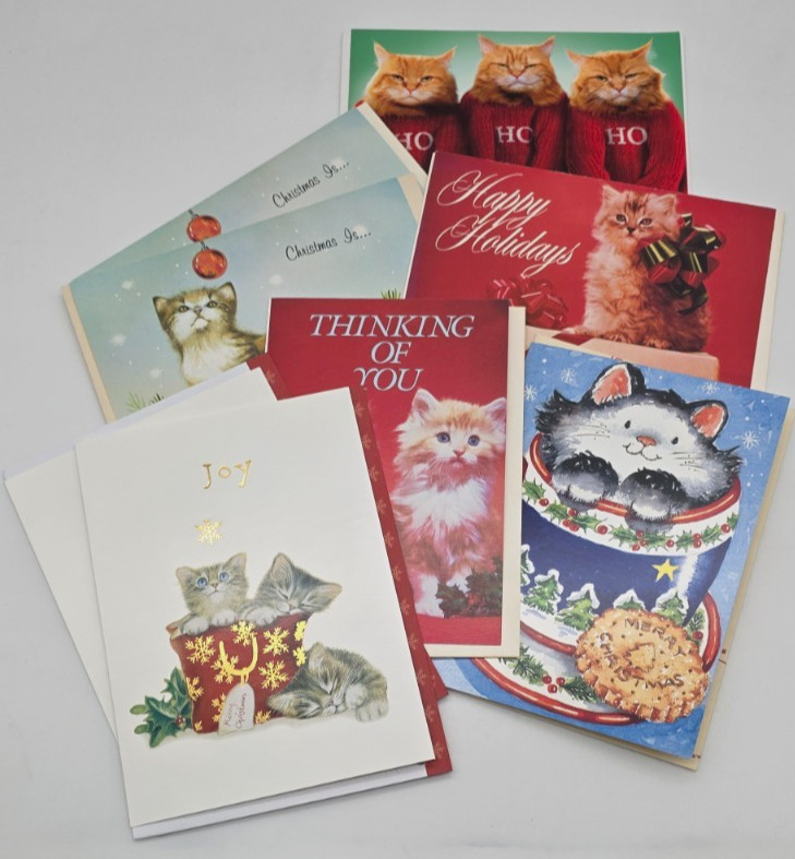 8 Christmas Cards With Cats Kittens GC188 gallery
