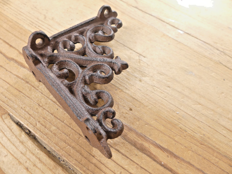 2 Antique Style Shelf Brace Wall Bracket Cast Iron Brackets SMALL FLEUR DE LIS gallery