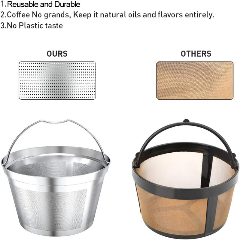 Reusable 4-5Cup Basket Replacement Coffee Filters- Stainless Steel Permanent Cof gallery