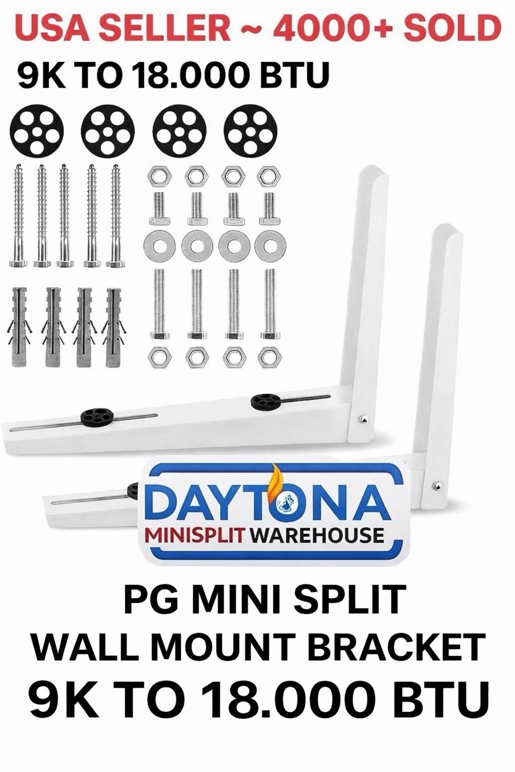 PG Heavy Duty Mini Split Wall Mount Bracket – Fits 9k to 18k BTU Units gallery