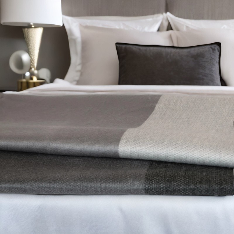 Super Soft Gray & Black | Alpaca Wool Blanket Queen Size gallery