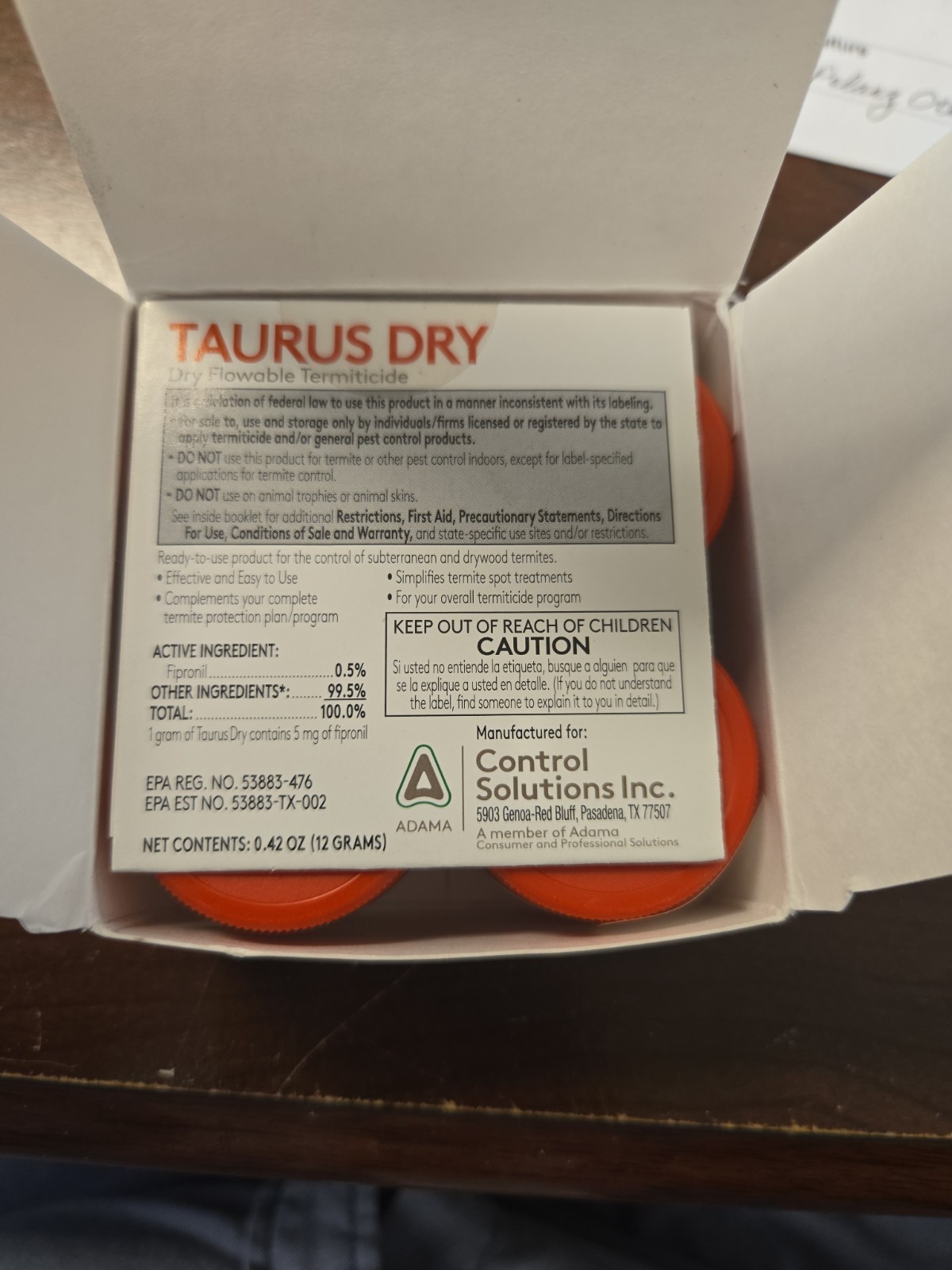 Taurus Dry Dry Flowable Termiticide NIB 4 Cartridges 4 X 3G gallery