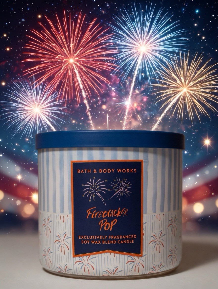 Bath & Body Works FIRECRACKER POP 3 Wick SCENTED Candle 25-45 Hrs 2026 NEW gallery