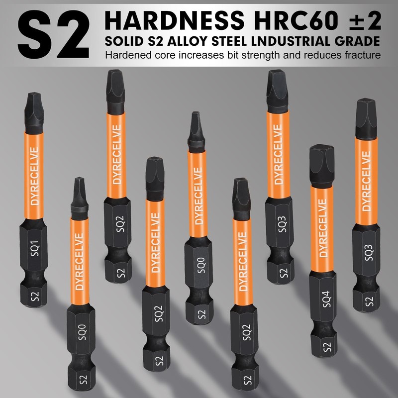 12-Pack Square Drive Bits- PREMIUM S2 Alloy Steel Square Bit Set Magnetic Hea... gallery