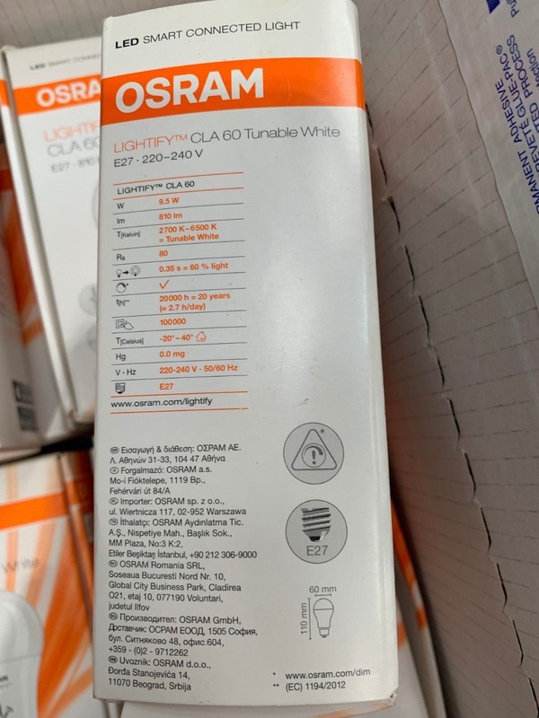 Osram LIGHTIFY CLA 60 Tunable White E27 810lm 220V App Store / Google gallery