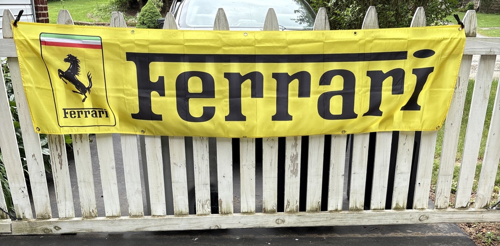 For Ferrari Racing Yellow Black Flag 2x8 ft. with Grommets gallery