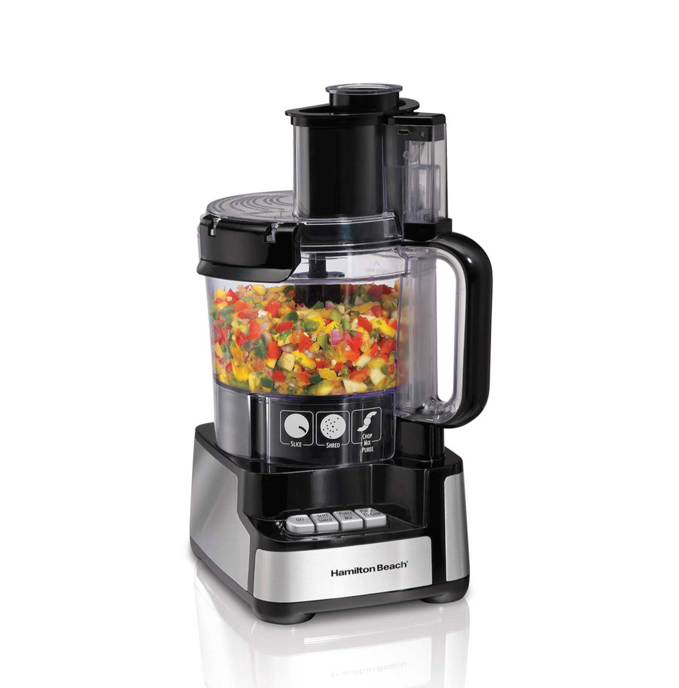 Hamilton Beach Stack & Snap Food Processor, 12 Cup Capacity, Black & Stainless