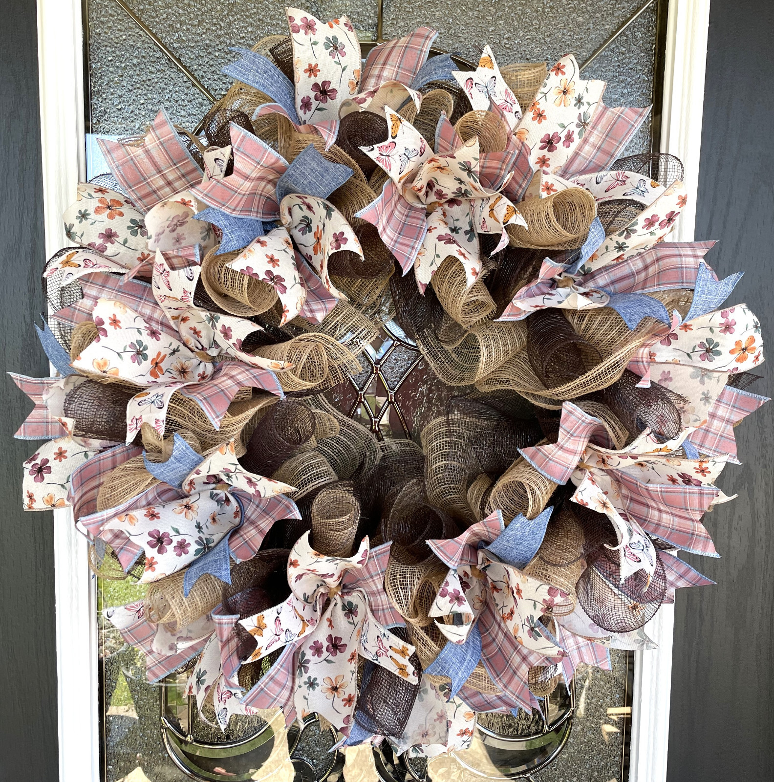 Prairie Butterfly Spring Summer Fall Deco Mesh Wreath, Farmhouse Cottage Decor gallery