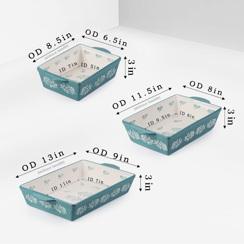 Baking Dish Ceramic Lasagna Pan Casserole Dish 3-Piece Bakeware Sets Baking gallery