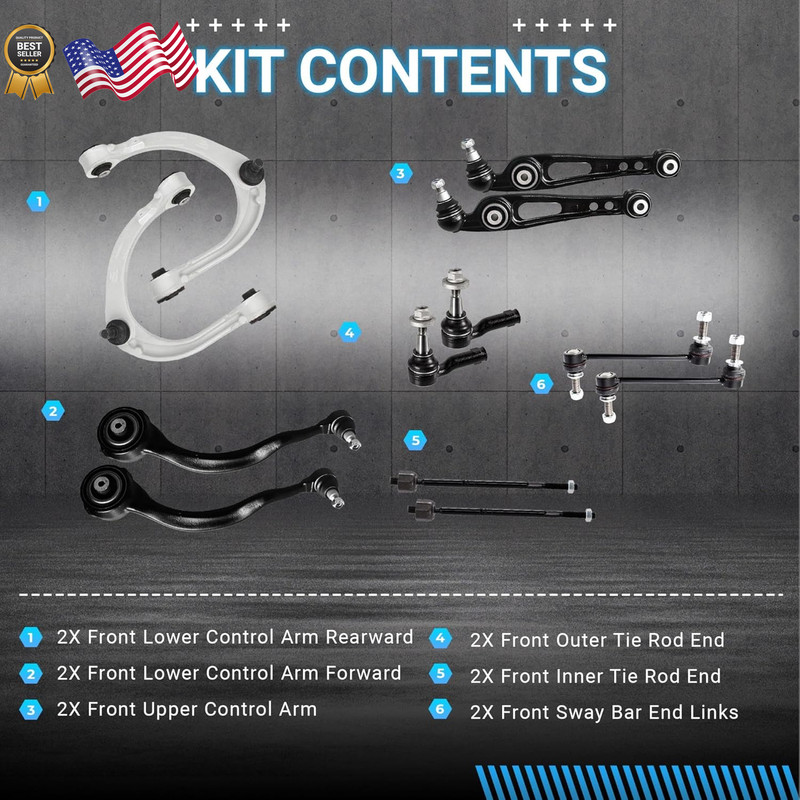 Front Upper and Lower Control Arm Kit Compatible with 2013-2018 Land Rover Range gallery