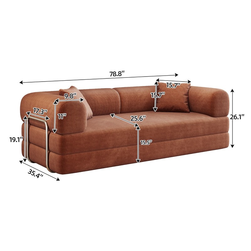 78.8" Compression Sofa, Convertible Floor Sofa Bed Boneless Sectional Couch gallery