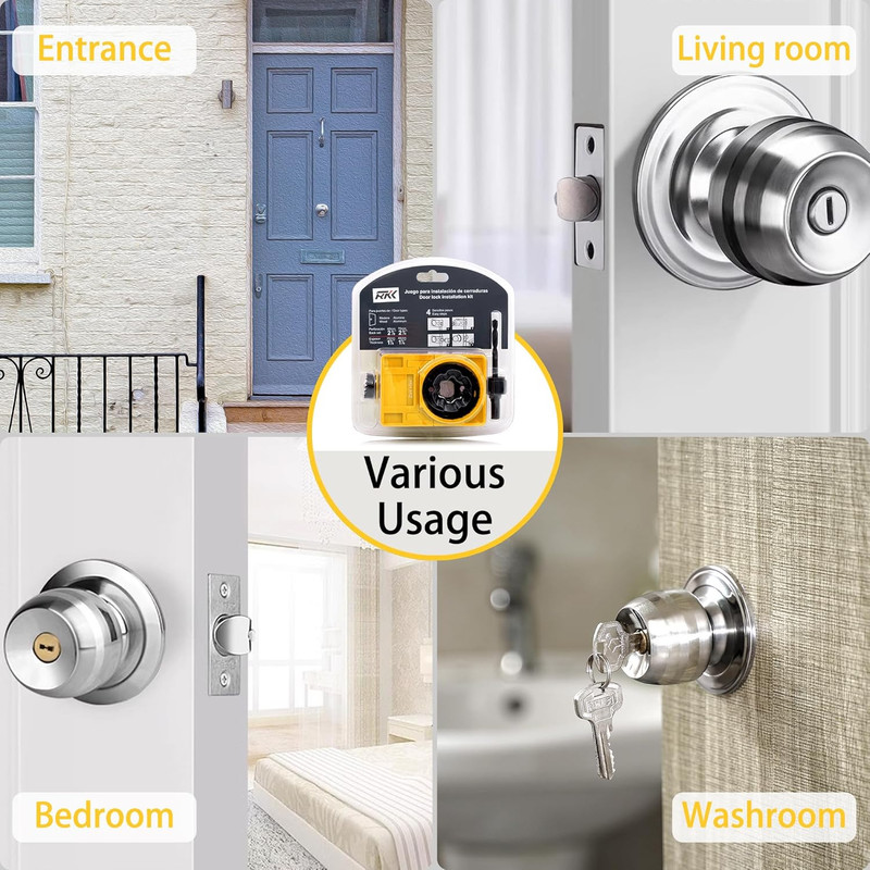 Door Lock Installation Kit - Deadbolt & Door Knob Hole Saw Kit - Yellow gallery