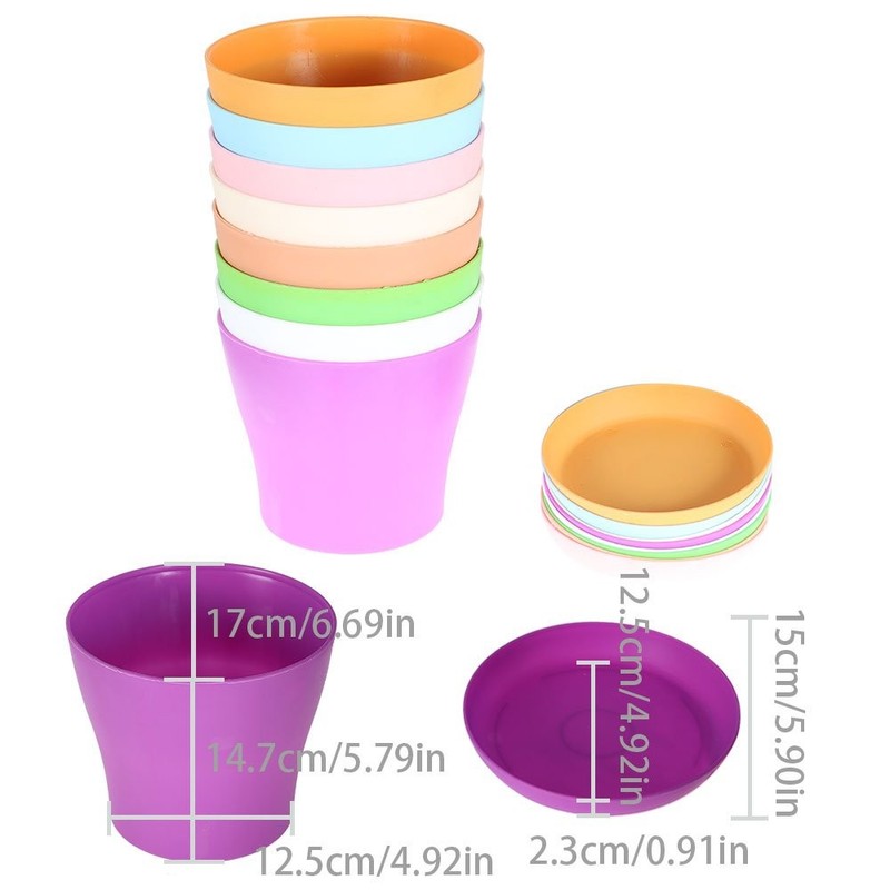 8 × Plastic Plant Container Colorful Plant Flower Pots Nursery Seedlings 6.7In gallery